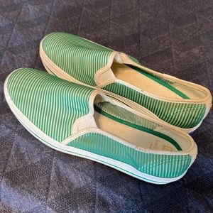 Keds shoes. Green striped. Size 7.